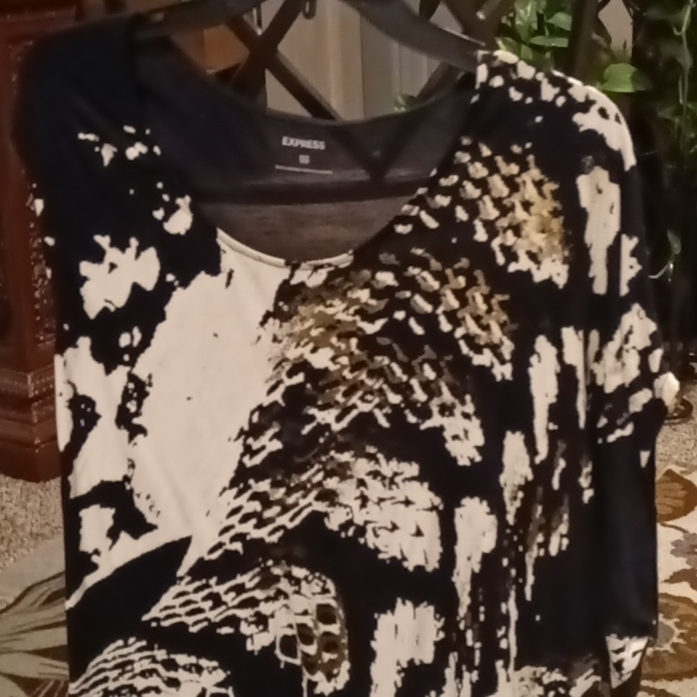 Nwt Express Black Multi-Colored Asymmetrical Desi… - image 2